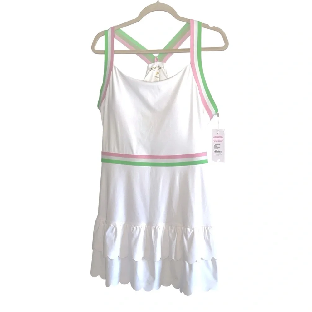 Lilly Pulitzer “Lollo” Luxletic Active Dress Resort White Pink Trim Size XL NWT - Picture 2 of 10